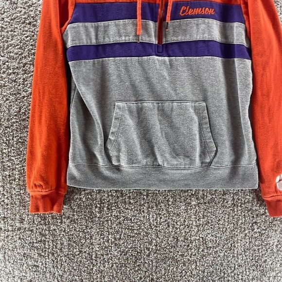 Clemson Tigers Hoodie Sweatshirt Womens Small Orange Grey Pullover Football Logo - Picture 4 of 11